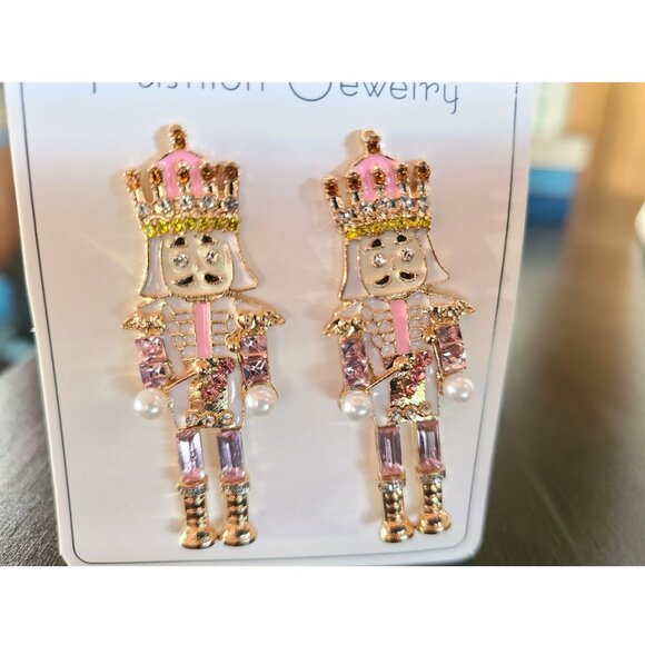Nutcracker Earrings Womens Ladies Pink Fashion Xmas Holiday Christmas Jewelry - Picture 12 of 13